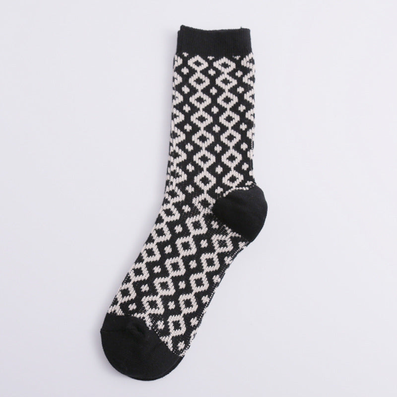 Vintage Double Needle Thick Warm Stack Mid-Calf Socks N6H031