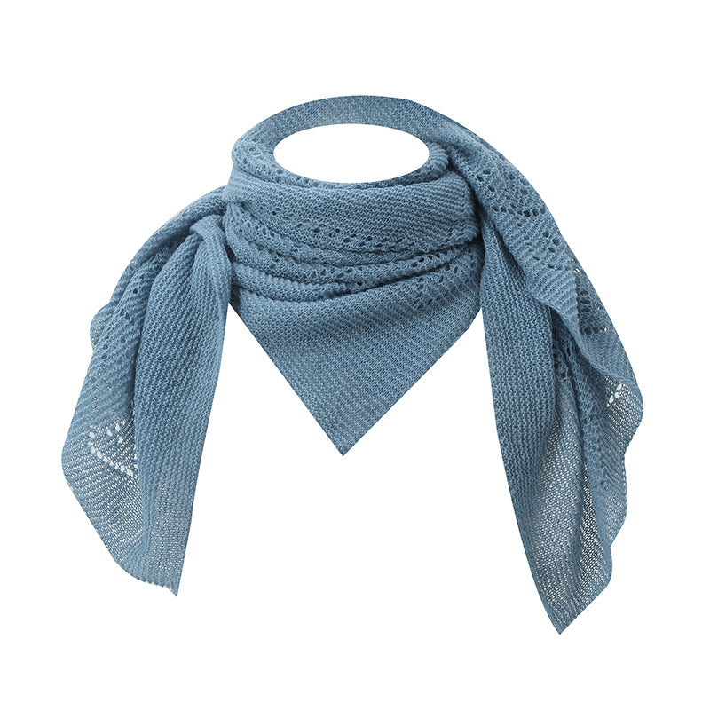 Hollow Knit Shawl Square Scarf Women Lightweight N6H249
