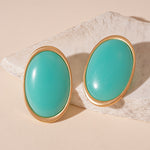 Load image into Gallery viewer, Vintage Resin Oval Geometric Silver Stud Earrings N6H089