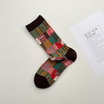 Load image into Gallery viewer, Color Block Plaid Socks Women Mid Calf Retro Check M5A016