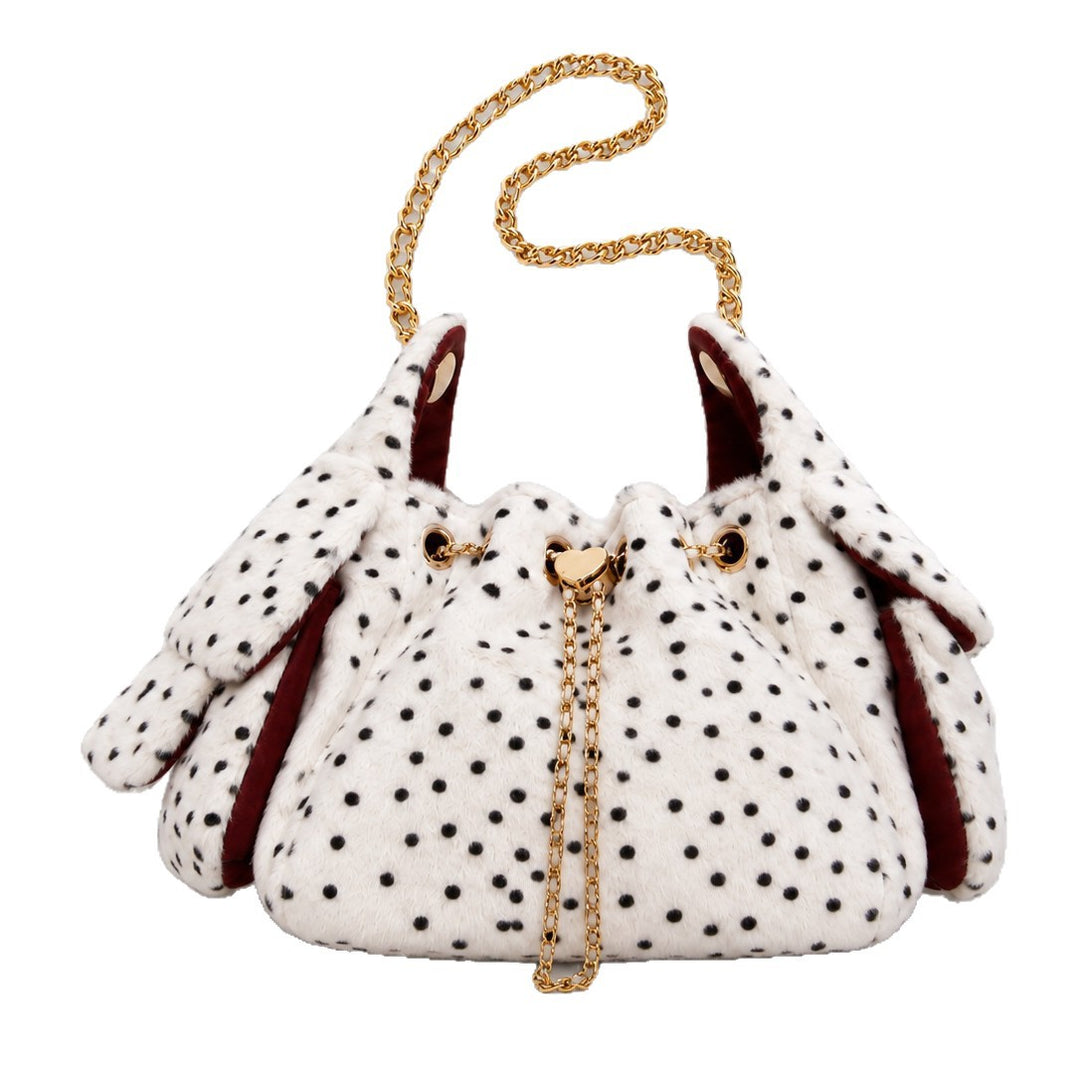 Women's Plush Leopard Print Chain Bucket Bag N6J115
