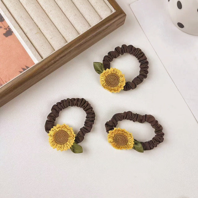 Womens Sunflower Fabric Stretch Scrunchie N6K306