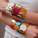 Load image into Gallery viewer, Acrylic Round Segment Elastic Bangle Statement Women N6H081