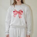 Load image into Gallery viewer, Bow Embroidery Relaxed Long Sleeve Womens Sweatshirt N5A040
