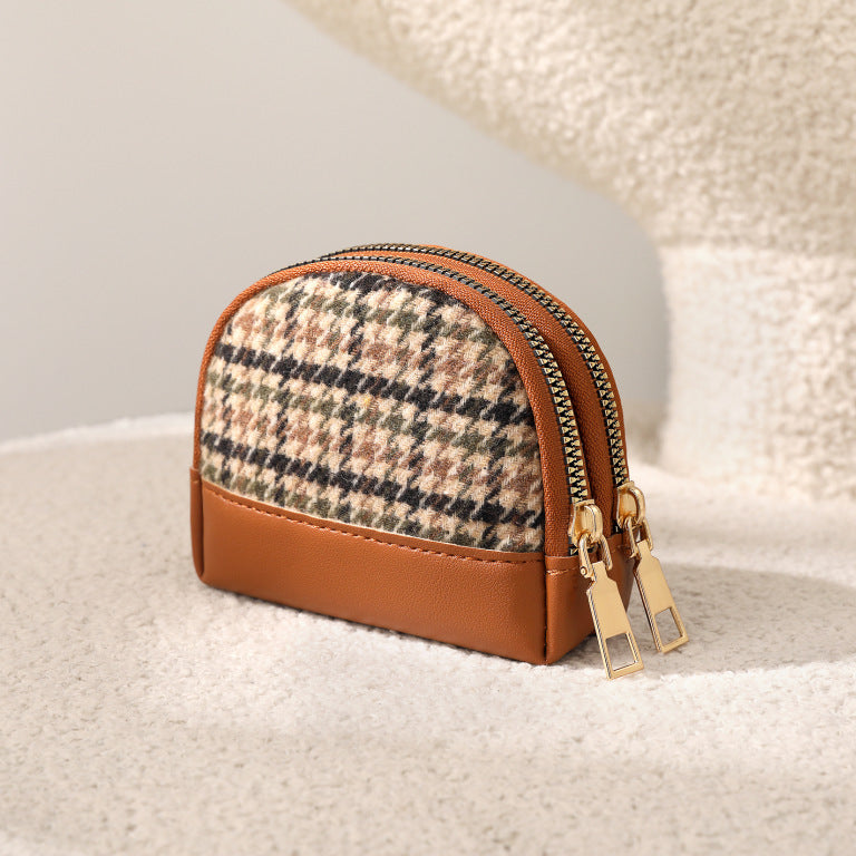 Fabric Coin Purse Double Zipper Short Wallet PU  N6G081