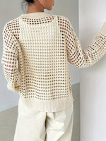 Load image into Gallery viewer, Lace Knit Cardigan Women Openwork Vacation N6D139