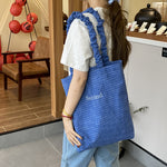 Load image into Gallery viewer, Polyester Grid Shoulder Bag Contrast Top Handle S5P321