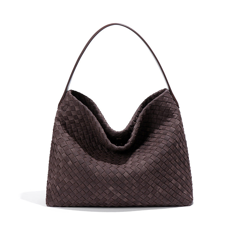 Handwoven Suede Tote Shoulder Bag N6J103