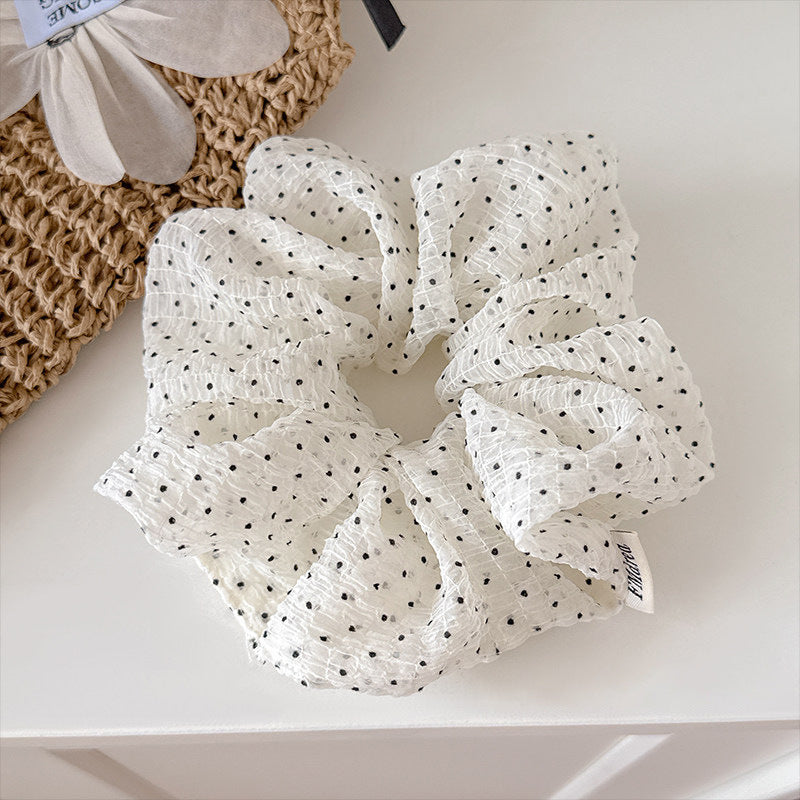 Polka Dot Mesh Scrunchie Women Simple Ponytail N6F081