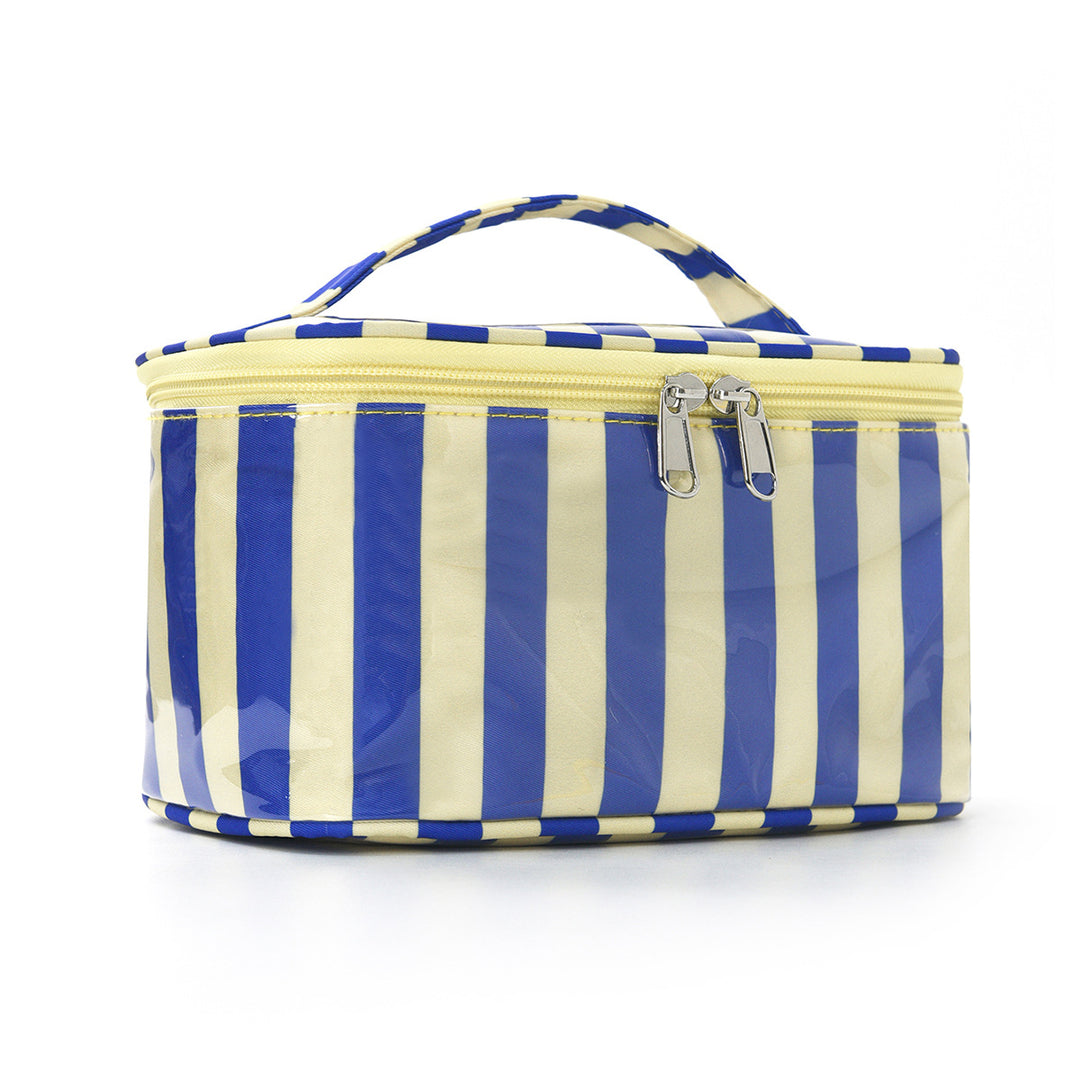 Women's Waterproof Color Block Striped PVC Cosmetic Bag N6J242