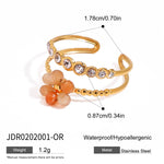 Load image into Gallery viewer, Crystal Flower Ring Openwork Adjustable Gold Plated S5P030
