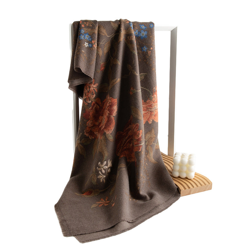 Floral Print Faux Cashmere Wrap  M5A180