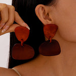 Load image into Gallery viewer, Angular Facet Earrings Acrylic Silver Plated S5P145
