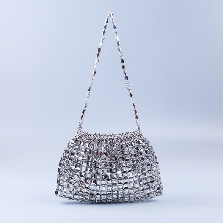 Hand Beaded Acrylic Crescent Bag Open-Top Design S5P405