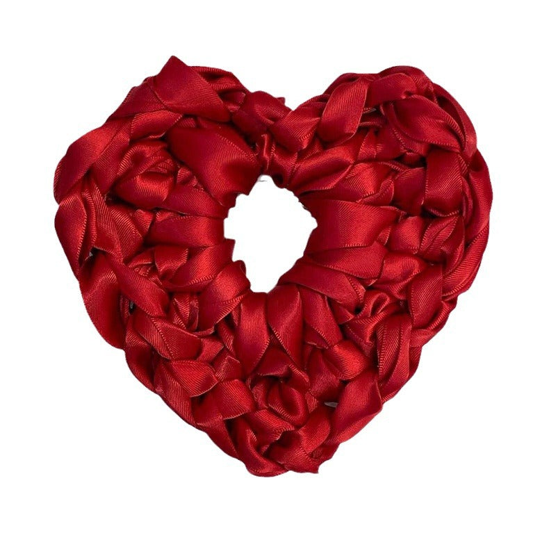 Satin Heart Silhouette Ponytail Hair Tie  S5P434