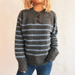 Load image into Gallery viewer, Contrast Stripe Round Sweater Lightweight Options N5A228
