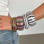 Load image into Gallery viewer, Womens 2 Piece Striped Resin Bracelet Set N6K137