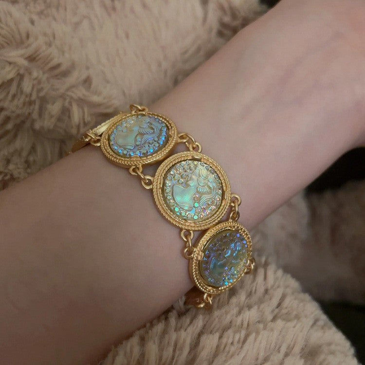 Mermaid Iridescent Disc Cuff Heavy-Duty Bangle N6F311