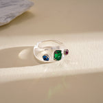 Load image into Gallery viewer, Dopamine Zircon Resin Ombré Geometric Ring Women N6H099