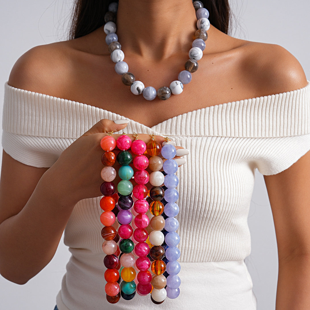 Acrylic Ombré Beaded Choker Statement Necklace N6H067