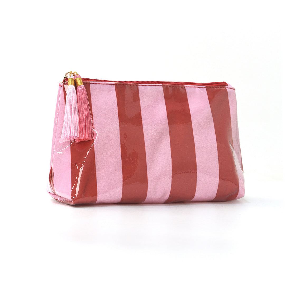 Unisex Striped PVC Tassel Cosmetic Bag N6J252