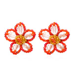 Load image into Gallery viewer, Hand Braided Floral Studs Seed Beads Vintage Style S5P169