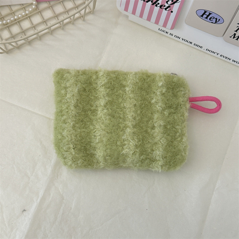 Plush Heart Coin Purse Makeup Bag Key Wallet S5P869