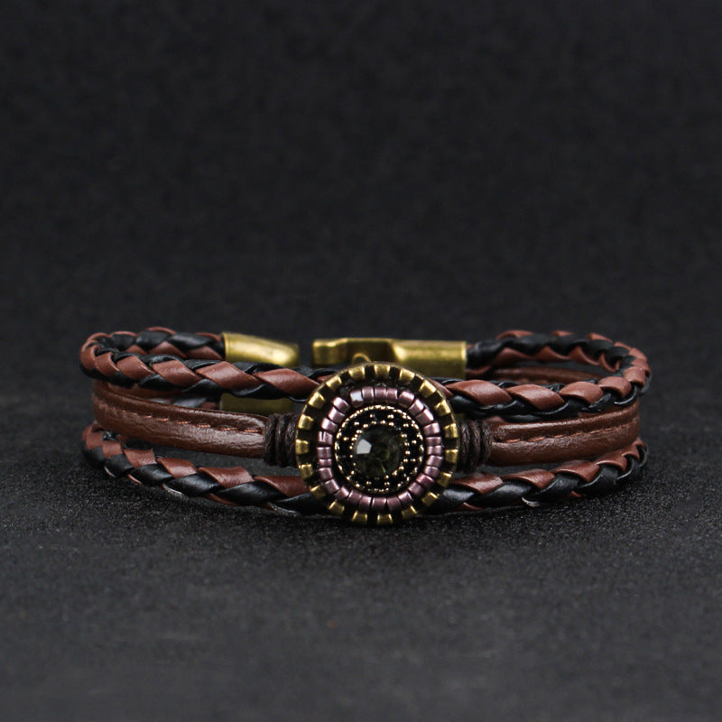 Multi Layer Braided Leather Bracelet S5P604