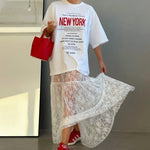 Load image into Gallery viewer, Jacquard Sheer Lace High Waist A-line Skirt Women N6D011