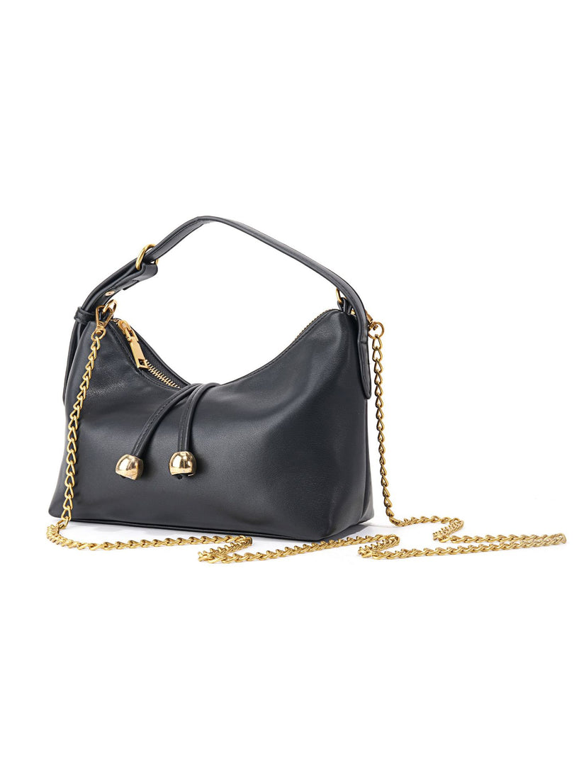 Metallic Hobo Shoulder Bag Women Black N6C034