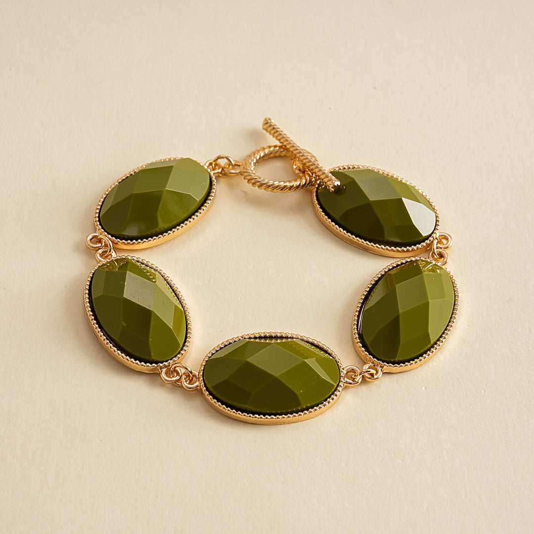 Womens Vintage Marbled Oval Resin Bracelet N6K134