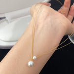 Load image into Gallery viewer, Mother-Daughter Pearl Double Layer Floating Choker N6H162