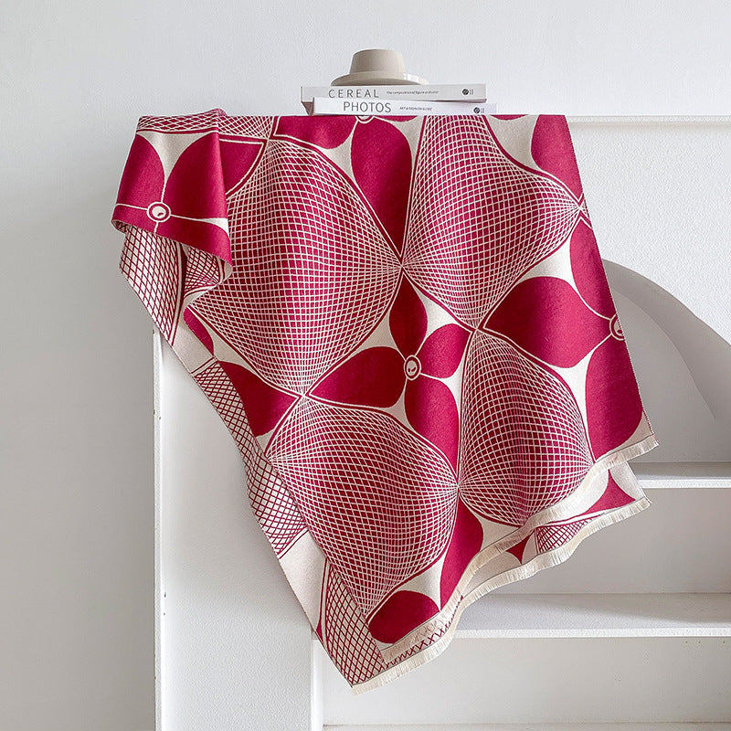 Abstract Begonia Color Block Imitation Cashmere Scarf N6H240
