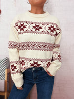 Load image into Gallery viewer, Christmas Snowflake Jacquard Round Neck Sweater N6H280