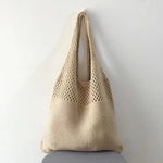 Load image into Gallery viewer, Women's Woven Cutout Knit Bucket Tote Bag N6J171
