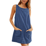 Load image into Gallery viewer, Corduroy Tank Dress Retro Silhouette Lightweight N5Z335
