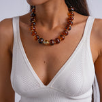 Load image into Gallery viewer, Vintage Acrylic Ombré Beaded Geometric Necklace N6H068