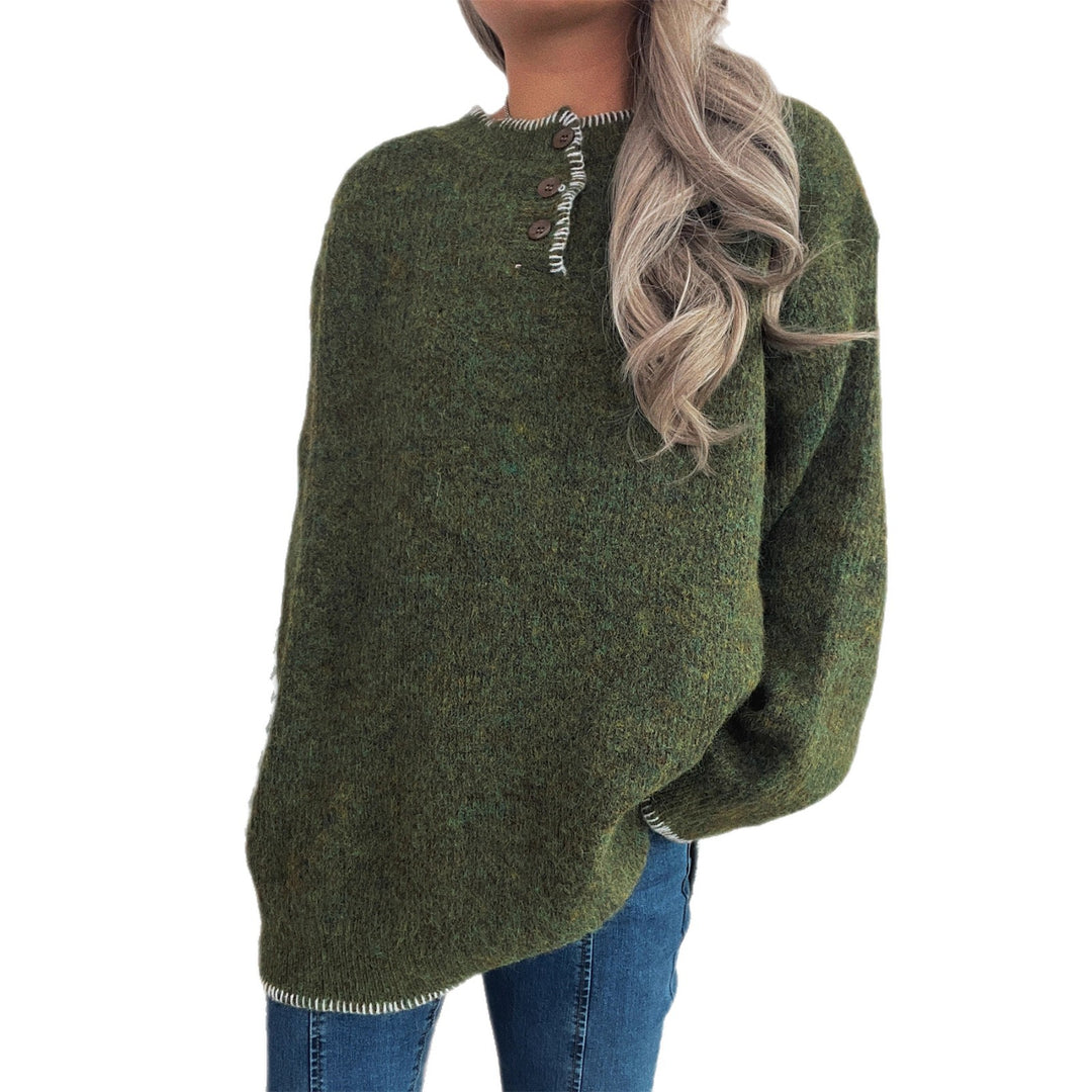 Contrast Tunic Sweater Mid Weight Black Green Apricot N5A226