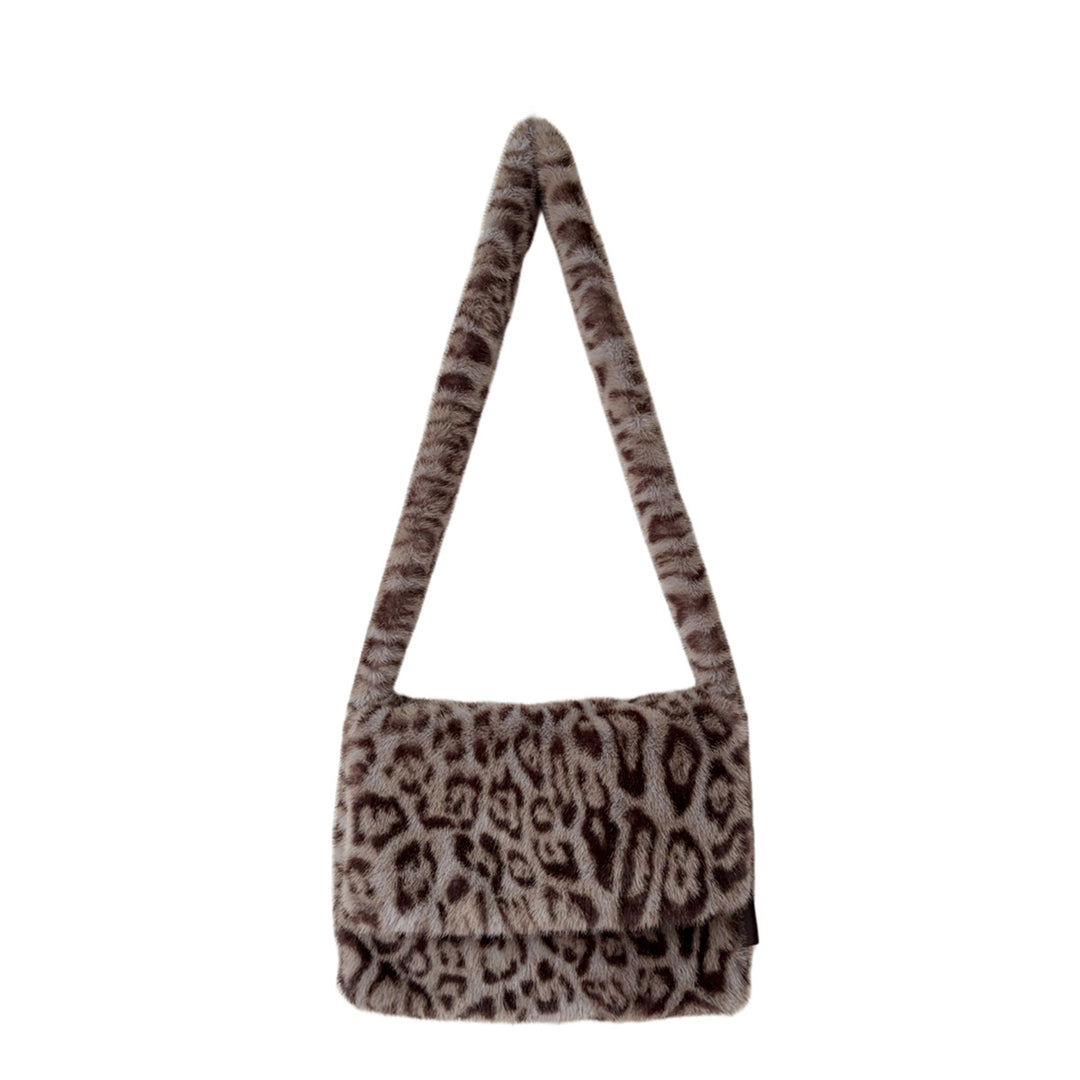 Women's Faux Fur Leopard Print Tote Bag N6J116