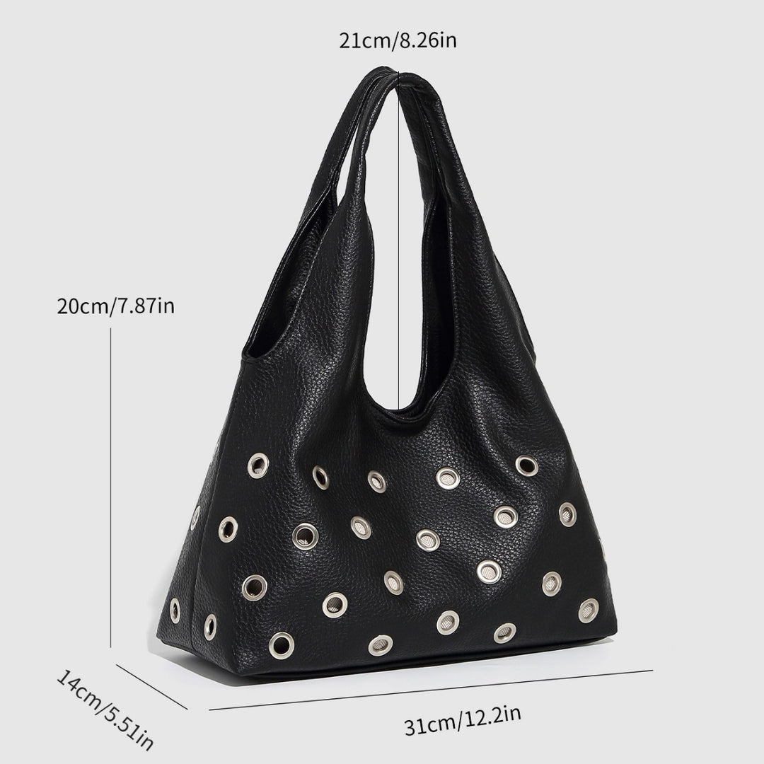 Perforated Bucket Bag with Rivet Accents  S5P471