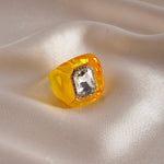 Load image into Gallery viewer, Womens Vintage Rhinestone Hexagon Resin Ring N6K191