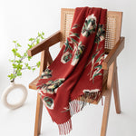 Load image into Gallery viewer, Burgundy Floral Faux Cashmere Wrap  M5A171