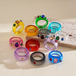 Load image into Gallery viewer, Dopamine Zircon Resin Ombré Geometric Ring Women N6H099