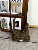 Load image into Gallery viewer, Women's Leopard Suede-Feel Dumpling Tote Bag N6J190