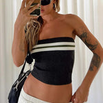 Load image into Gallery viewer, Contrast Stripe Bandeau Knit Bodycon Top N5Z146
