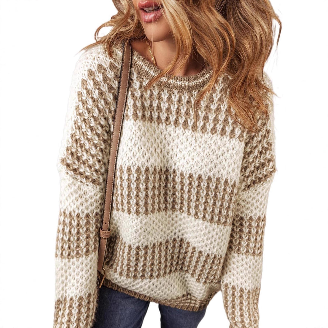 Block Print Sweater Mid Weight Khaki N5Z882