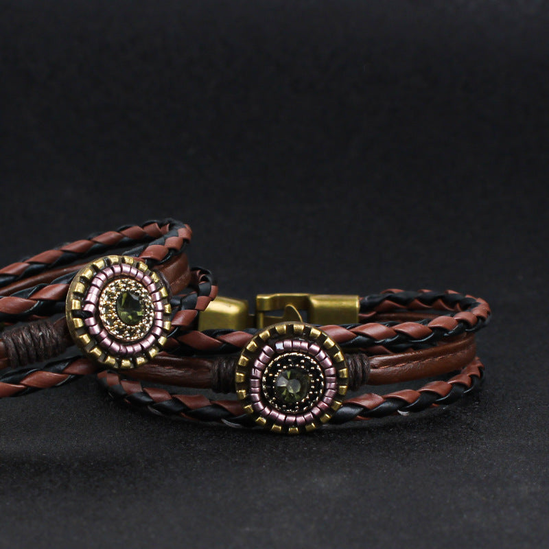 Multi Layer Braided Leather Bracelet S5P604