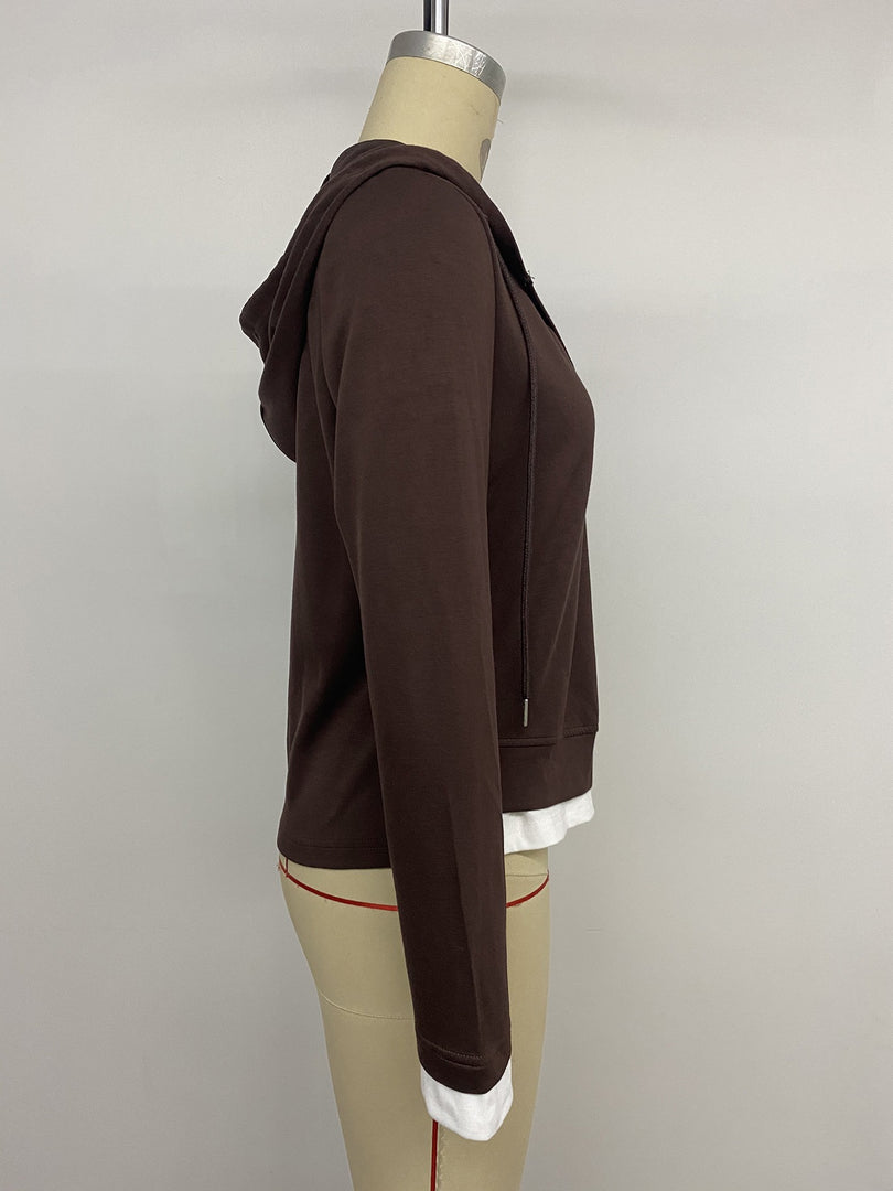 Maillard Fake Two-Piece Slim Hoodie Women N6H296