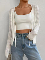 Load image into Gallery viewer, Lace Tie-Front V-Neck Knit Cardigan Women N6D076
