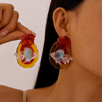 Load image into Gallery viewer, Vintage Resin Floral Studs Goldfish Motif Geometric S5P077